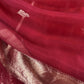 Crimson Red Handloom Silk Kurta and Kora Silk Dupatta with Kadwa weaving