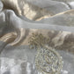 Light Grey Varanasi Brocade Silk Kurta And Double Panel Tissue Dupatta With Handwork