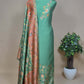 Green Handwoven Kani Zari Suit With Orange Contrast Dupatta