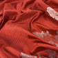 Rust Handwoven Unstitched Silk Suit With Zari Weaving
