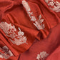 Rust Handwoven Unstitched Silk Suit With Zari Weaving