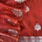 Rust Handloom Kadwa Weaving Silk Suit With Kora Silk Dupatta