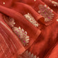 Rust Handloom Kadwa Weaving Silk Suit With Kora Silk Dupatta