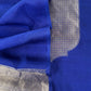 Sapphire Blue Handloom Katan Silk Suit Fabric With Kadwa Weaving