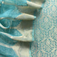 Sky Blue Brocade Kurta With Organza Dupatta