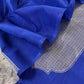Sapphire Blue Handloom Katan Silk Suit Fabric With Kadwa Weaving