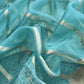 Firozi Banarasi Silk Brocade Suit With Organza Dupatta