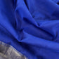Sapphire Blue Handloom Katan Silk Suit Fabric With Kadwa Weaving