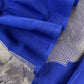 Sapphire Blue Handloom Katan Silk Suit Fabric With Kadwa Weaving