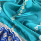 Azure Blue Handloom Banarasi Silk Kurta And Silk Dupatta with Kadwa Weaving