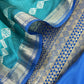 Azure Blue Handloom Banarasi Silk Kurta And Silk Dupatta with Kadwa Weaving