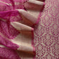 Pink Banarasi Silk Brocade Suit With Organza Dupatta