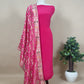 Pink Crepe Unstitched Suit With Banarasi Bandhej Dupatta