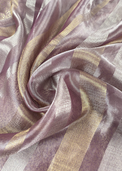 Light Purple Designer Pure Brocade Silk kurta And Tissue Silk Dupatta