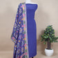 Blue Crepe Unstitched Suit With Banarasi Patola Dupatta