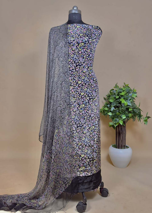 Pure Satin Silk Suit In Digital Print Dupatta