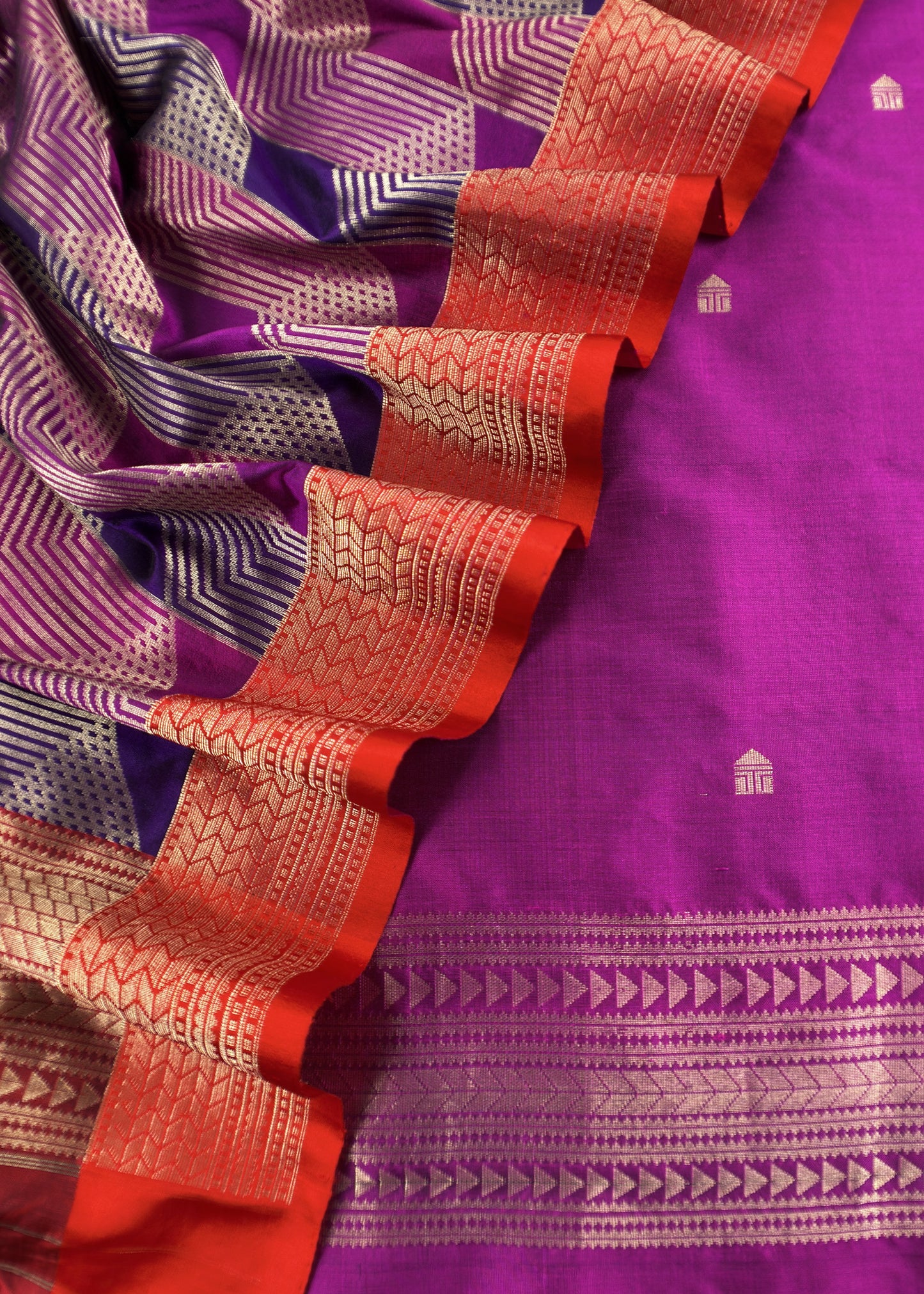 Violet Luxe Sangria Pink Pure Banarasi  Katan Silk Suit with Tanchoi weaving