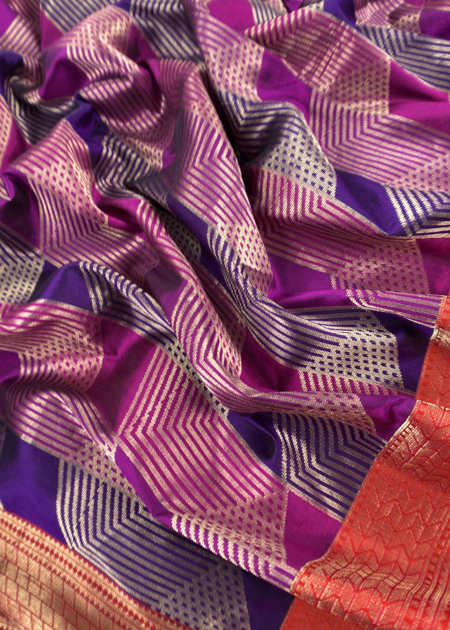 Violet Luxe Sangria Pink Pure Banarasi  Katan Silk Suit with Tanchoi weaving