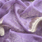 Purple Banarasi Silk Brocade Suit With Organza Dupatta
