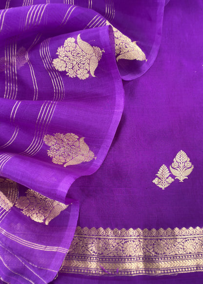 Purple Handloom Kadwa Weaving Silk Suit With Kora Silk Dupatta