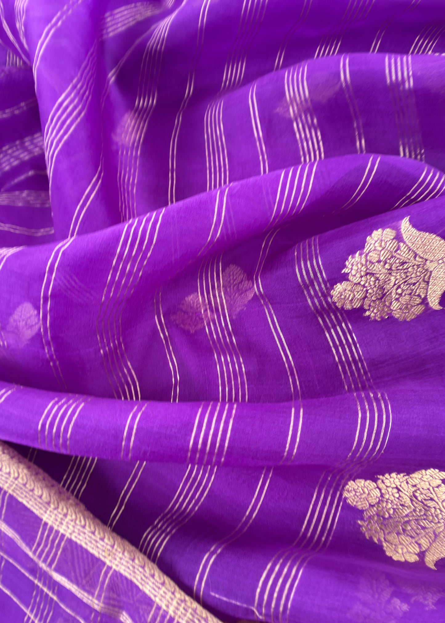 Purple Handloom Kadwa Weaving Silk Suit With Kora Silk Dupatta