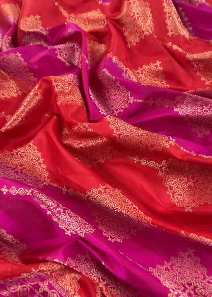 Pink Luxe Sangria Pink Pure Banarasi  Katan Silk Suit With Tanchoi Weaving