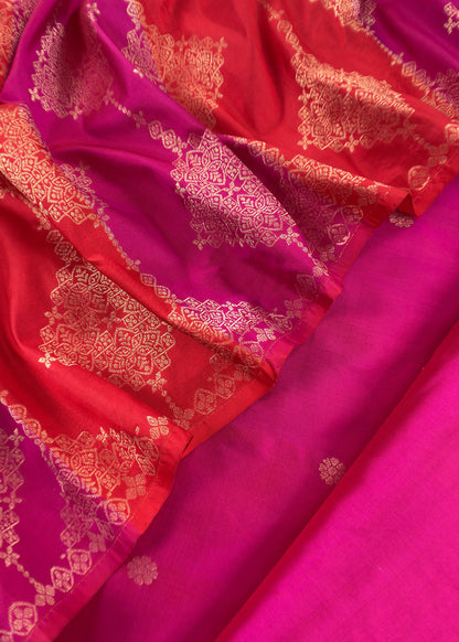 Pink Luxe Sangria Pink Pure Banarasi  Katan Silk Suit With Tanchoi Weaving