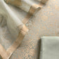 Sage Green Brocade Kurta With Organza Dupatta