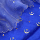 Blue Chaandbaali Pure Satin Silk Kurta And Tissue Silk Dupatta With Handwork