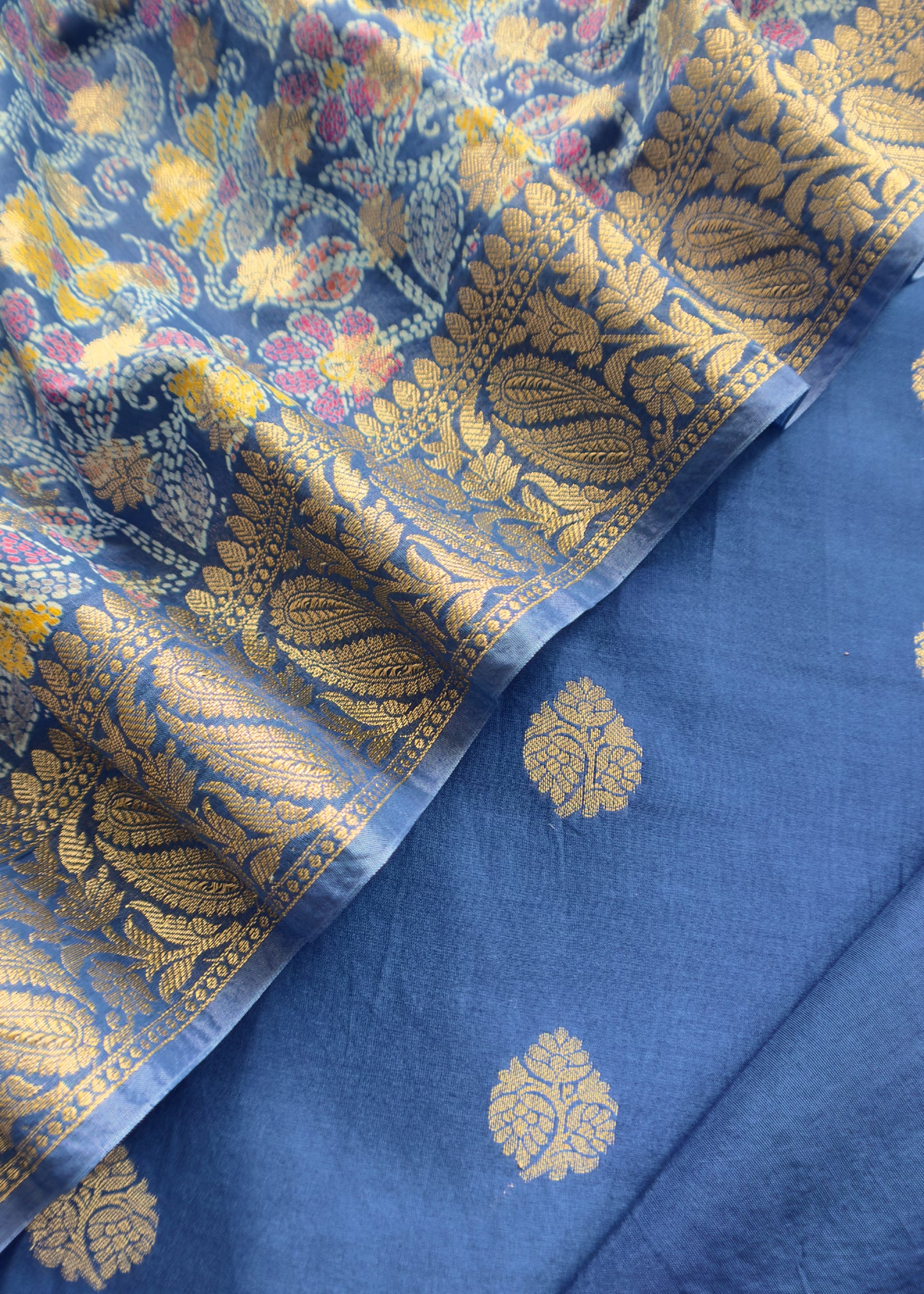 Royal Blue Banarasi Suit With Kalamkari Dupatta