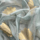 Blueish Grey Brocade Kurta With Organza Dupatta