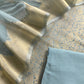 Blue Banarasi Silk Brocade Suit With Organza Dupatta