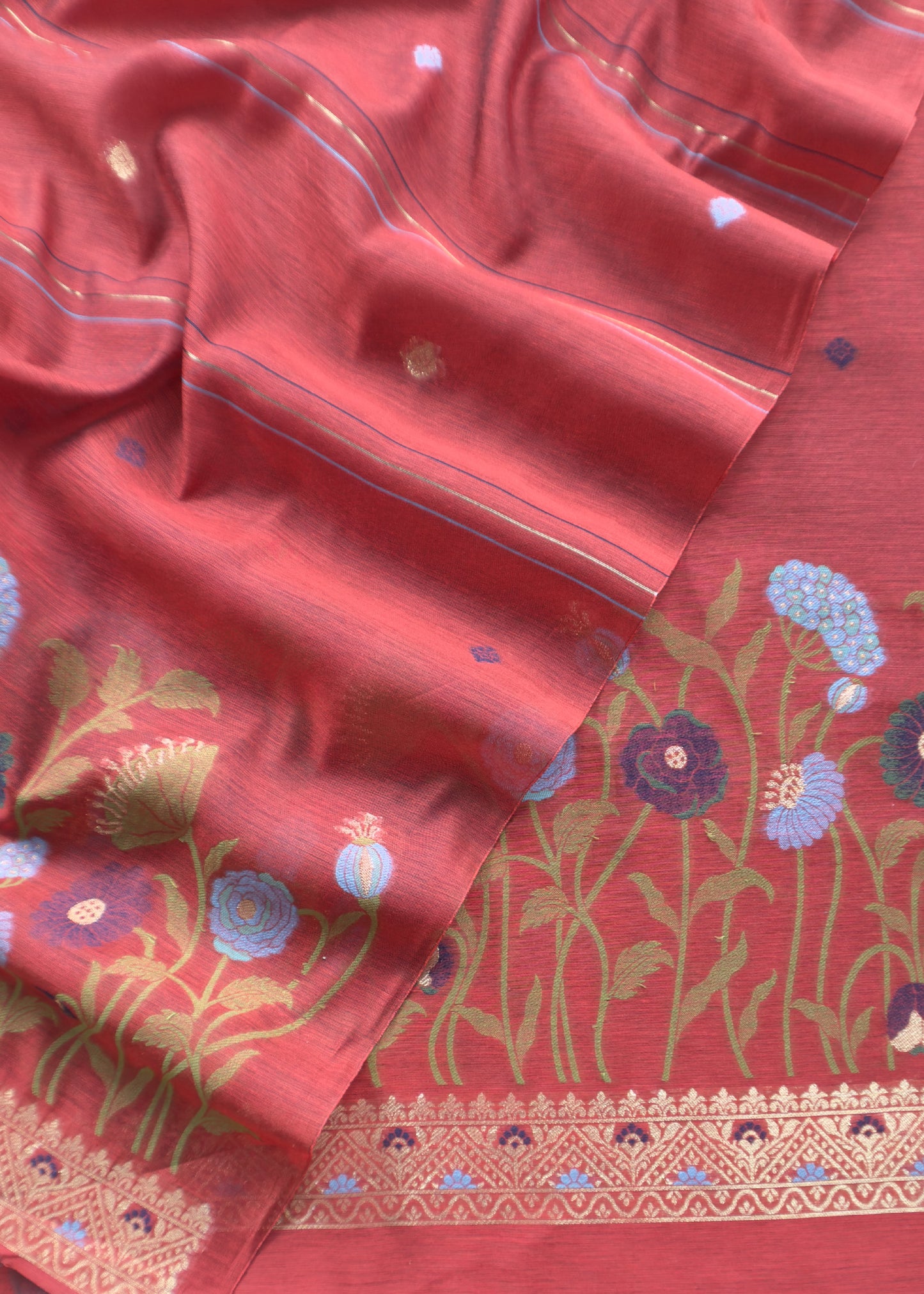 Floral Jamdani Weave Unstitched Chanderi Suit