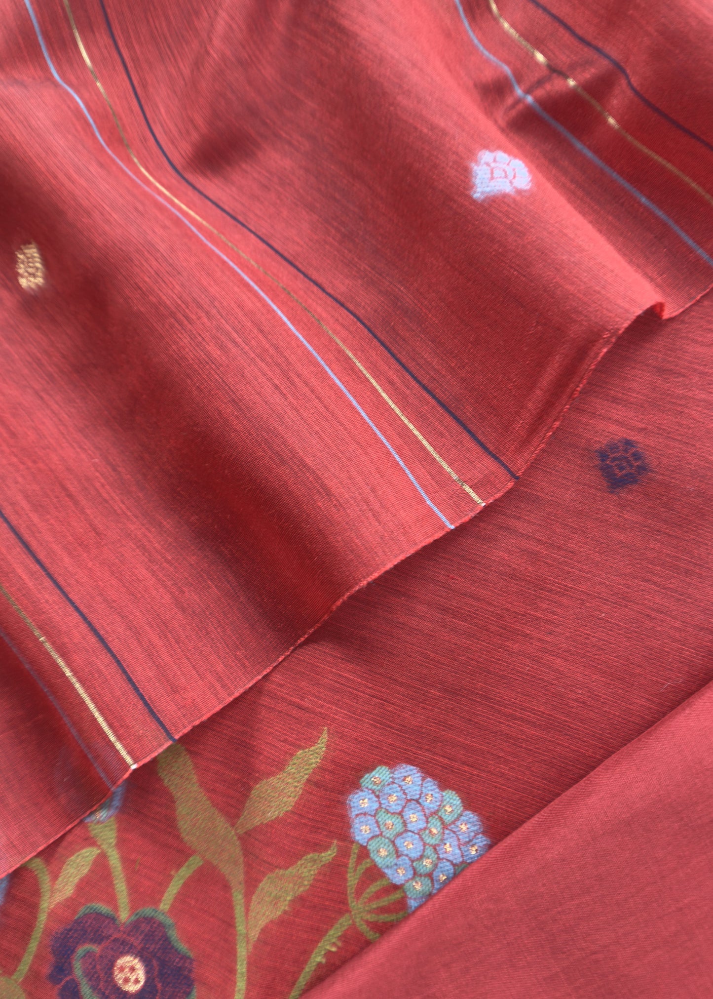 Floral Jamdani Weave Unstitched Chanderi Suit