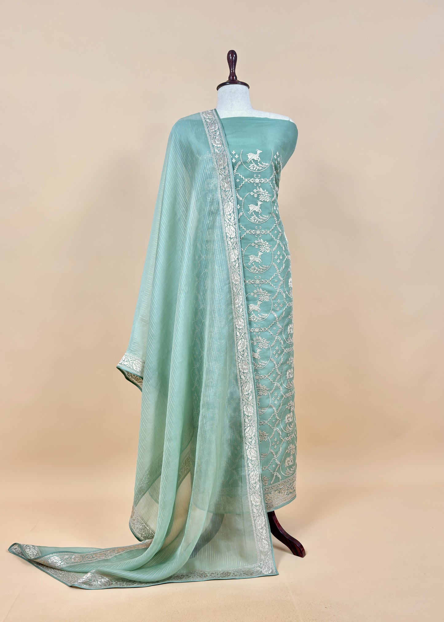 Luxury wedding wear organza suit