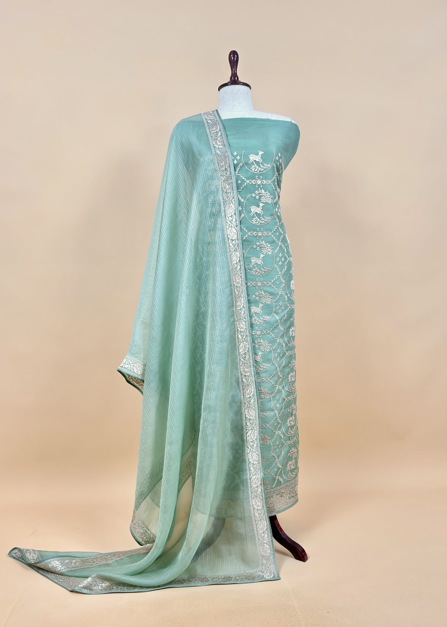 Luxury wedding wear organza suit