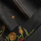 Black Floral Jamdani Weave Unstitched Chanderi Suit