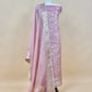 Luxe Ajanta Ellora Inspired Dusty Pink Handloom Organza Silk Suit And Panel Gold Silver Zari Dupatta