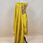 Yellow Satin Silk Suit Fabric With French knot And Kantha Stitch Hand Embroidery