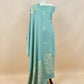 Turquoise Unstitched Woolen Suit With Aari Embroidery work