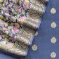 Blue Banarasi Suit With Kalamkari Dupatta