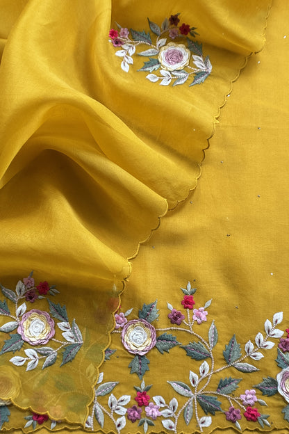 Luxury kora silk suit with resham parsi embroidery


