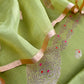 Dhaniya Green Handloom Silk Kurta And Kora Silk Dupatta With Meenakari Gold Kadwa Weaving