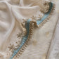 Blue With Off-White Embroidered Tissue Silk Suit