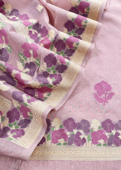 Premium quality pure banarasi cotton suit

