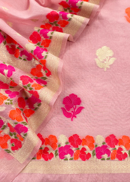 Premium quality pure banarasi cotton suit

