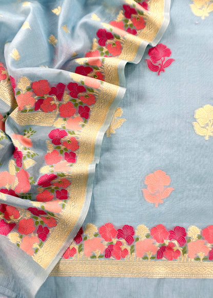Banarasi meenakari suit in pure Cotton Suit.


