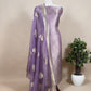 Purple Brocade Kurta With Organza Dupatta