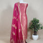 Redish Pink Brocade Kurta With Organza Dupatta