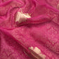 Redish Pink Brocade Kurta With Organza Dupatta